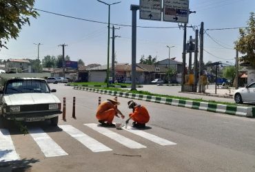 رنگ‌آمیزی خطوط عابر پیاده در گوراب زرمیخ